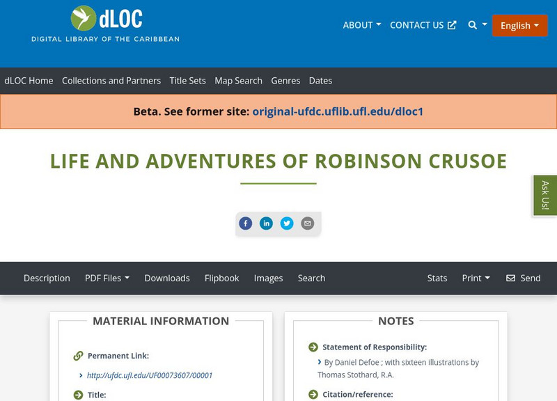 Baldwin Library: The Life and Adventures of Robinson Crusoe by Daniel Defoe Primary