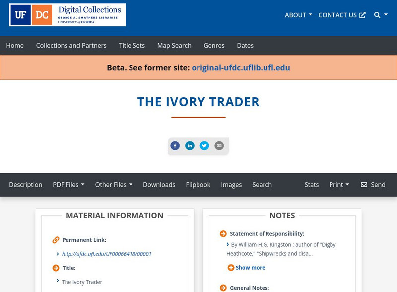 Baldwin Library: The Ivory Trader: A Tale of Africa by William h.g. Kingston Primary