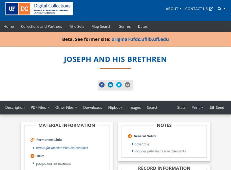 Baldwin Library: Aunt Louisa's Sunday Books: Joseph and His Brethren by F. Warne Primary Baldwin Library: Aunt Louisa's Sunday Books: Joseph and His Brethren by F. Warne Primary