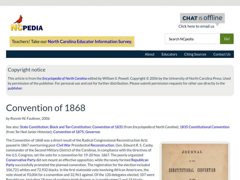N Cpedia: Convention of 1868 Handout N Cpedia: Convention of 1868 Handout