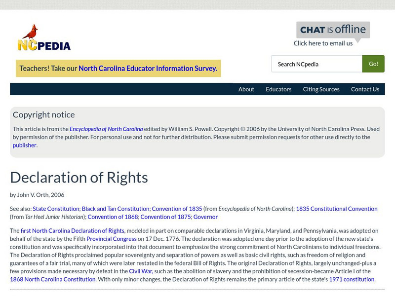 N Cpedia: Declaration of Rights Handout N Cpedia: Declaration of Rights Handout