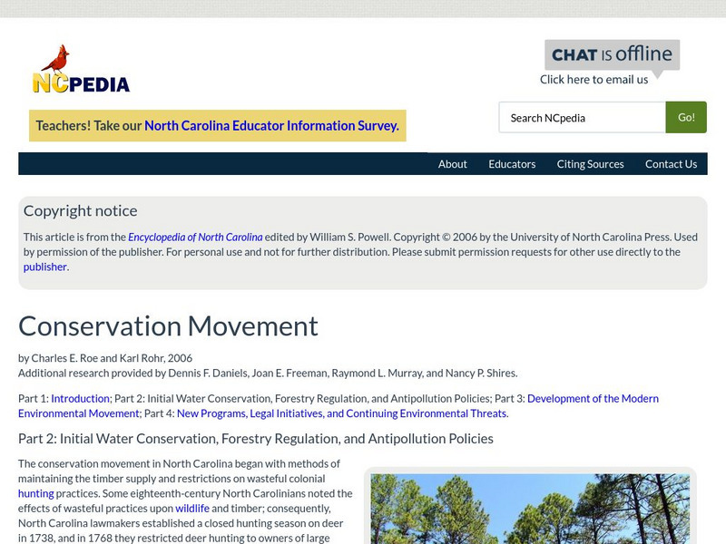 N Cpedia: Conservation Movement: Water Conservation Handout N Cpedia: Conservation Movement: Water Conservation Handout