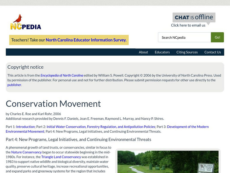 N Cpedia: Concervation Movement: Programs and Initiatives Handout N Cpedia: Concervation Movement: Programs and Initiatives Handout