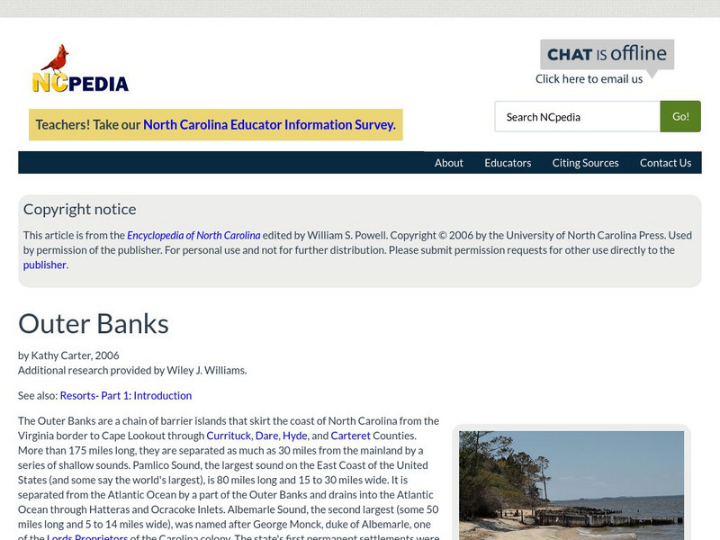 N Cpedia: Outer Banks Handout N Cpedia: Outer Banks Handout