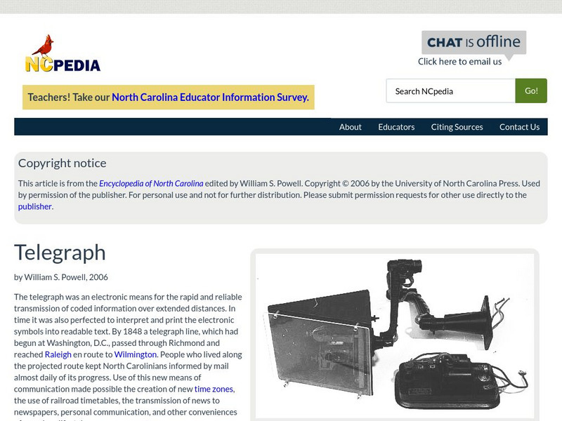 N Cpedia: Telegraph Handout N Cpedia: Telegraph Handout