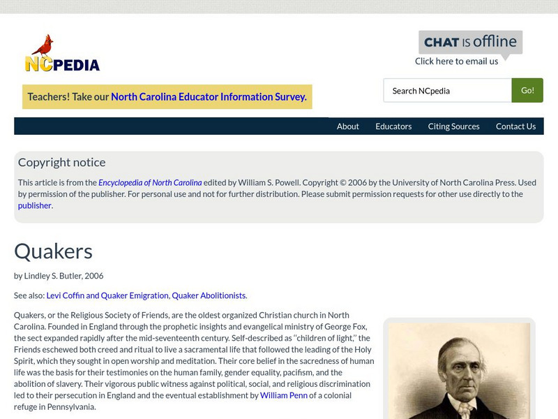 N Cpedia: Quakers Handout N Cpedia: Quakers Handout
