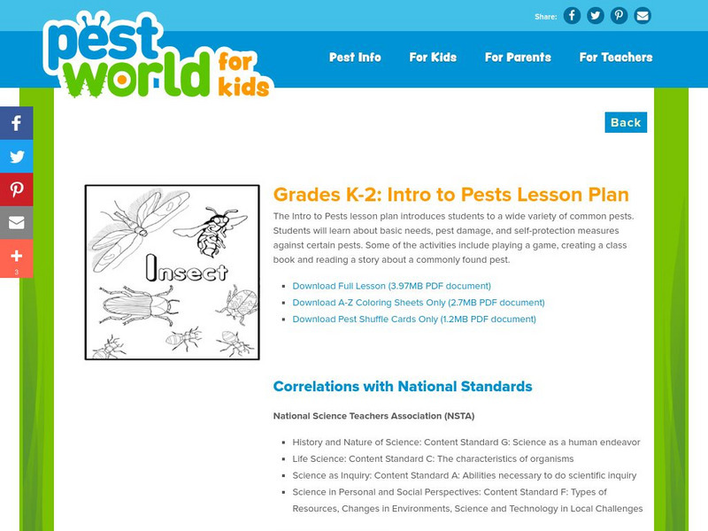 Pest World for Kids: Intro to Pests Lesson Plan Pest World for Kids: Intro to Pests Lesson Plan