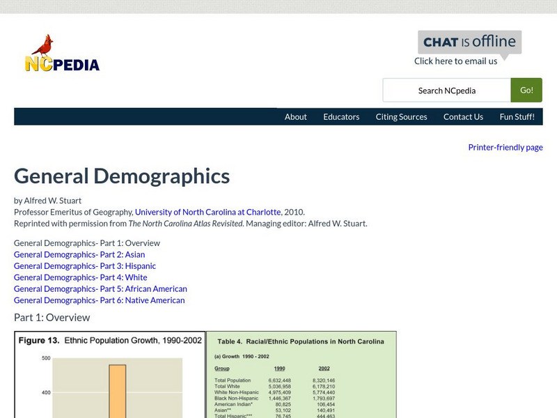 N Cpedia: General Demographics Handout