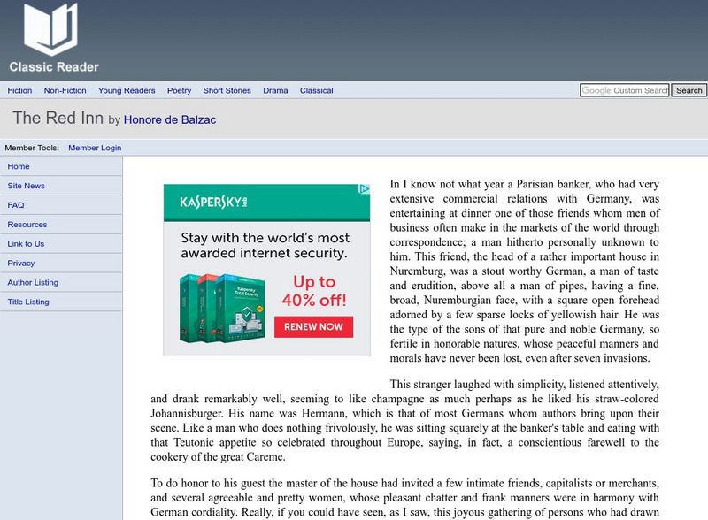Classic Reader: "The Red Inn" by Honore De Balzac eBook