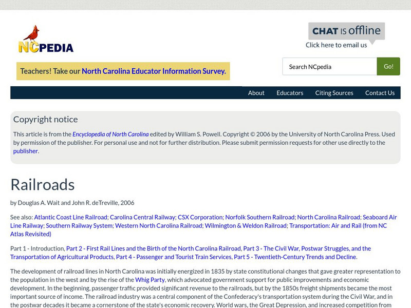 N Cpedia: Railroads Handout