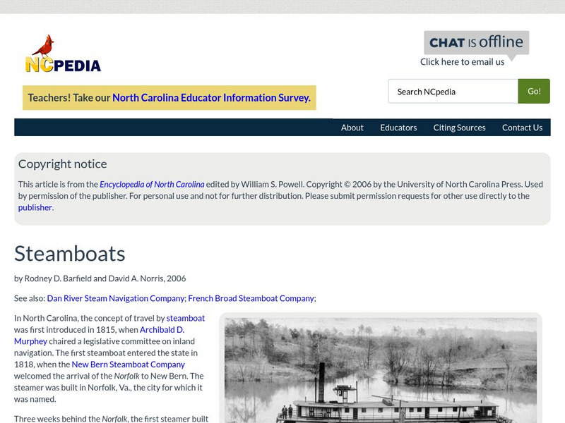 N Cpedia: Steamboats Handout N Cpedia: Steamboats Handout