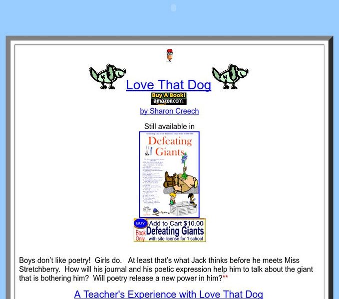 Texas Bluebonnet Books: "Love That Dog" Activity