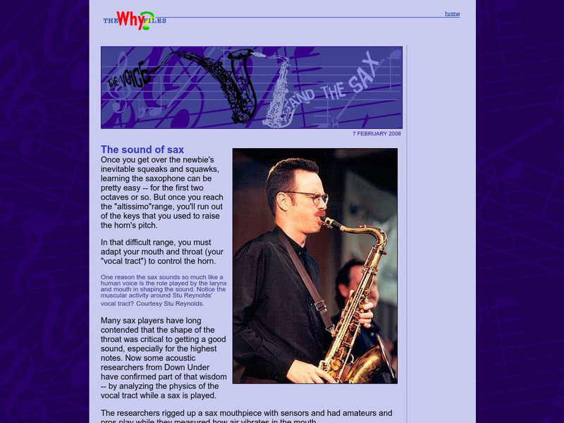 The Why Files: The Voice and the Sax Article The Why Files: The Voice and the Sax Article