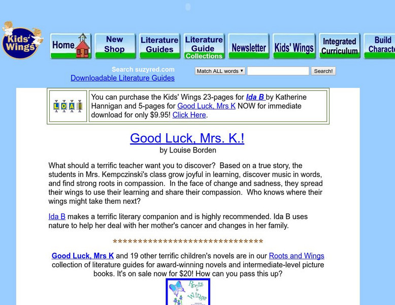 Texas Bluebonnet Books: "Good Luck, Mrs. K!" Unit Plan Texas Bluebonnet Books: "Good Luck, Mrs. K!" Unit Plan