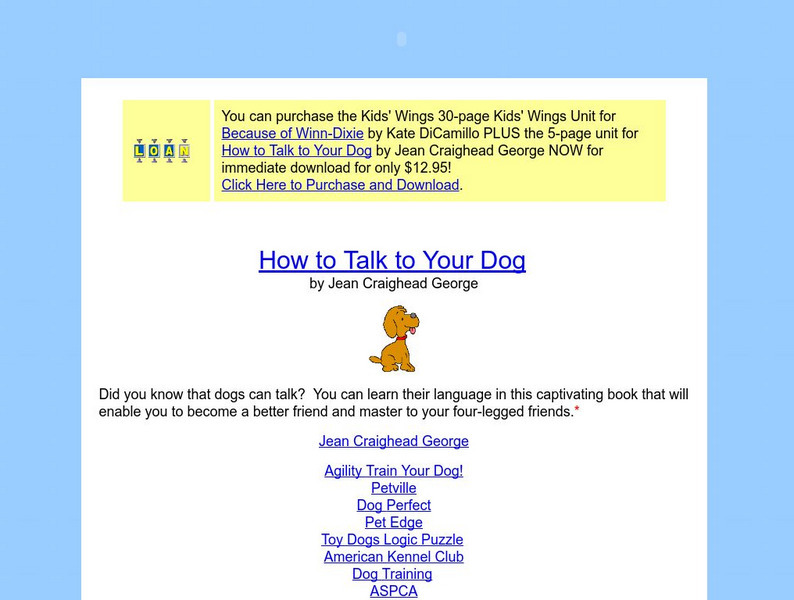 Texas Bluebonnet Books: "How to Talk to Your Dog" Unit Plan Texas Bluebonnet Books: "How to Talk to Your Dog" Unit Plan