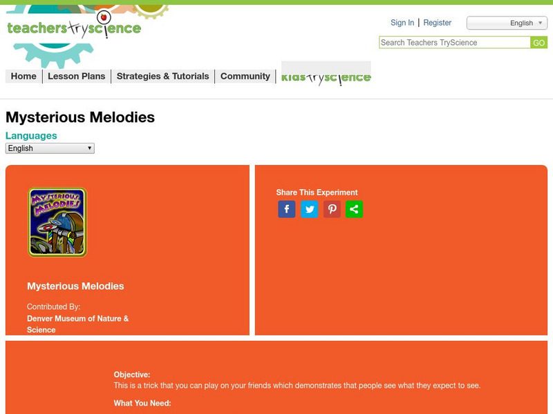 Teachers Try Science: Mysterious Melodies Activity