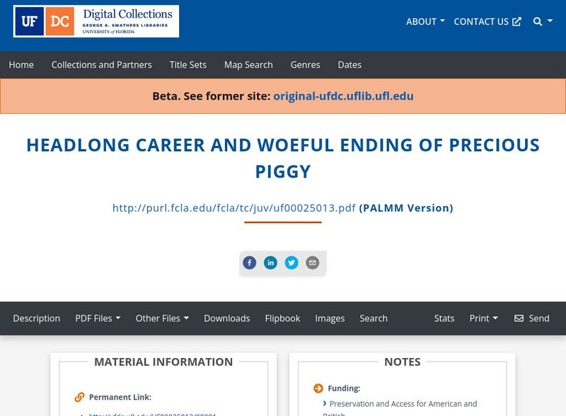 Baldwin Library: The Headlong Career and Woeful Ending of Precious Piggy Primary