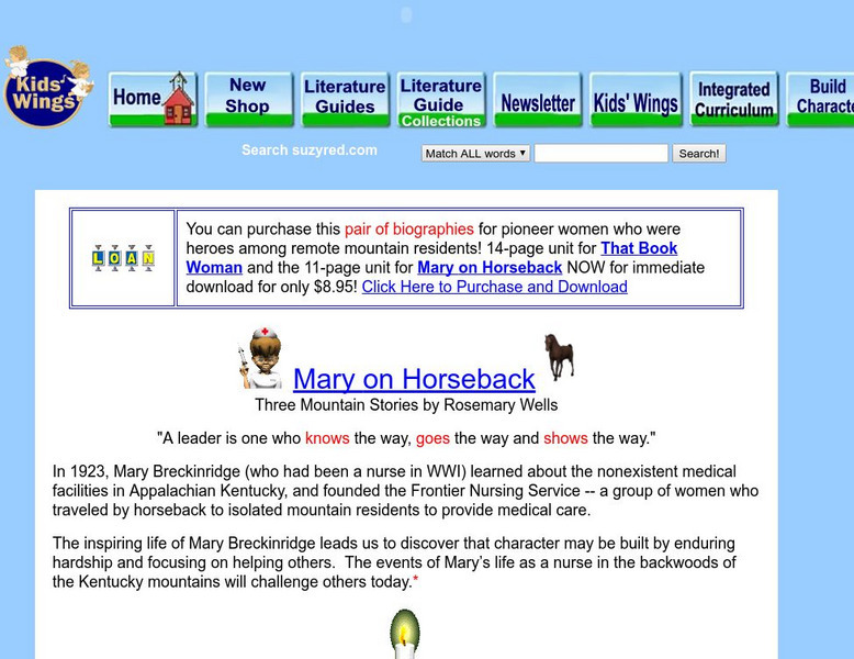 Texas Bluebonnet Books: "Mary on Horseback" Website