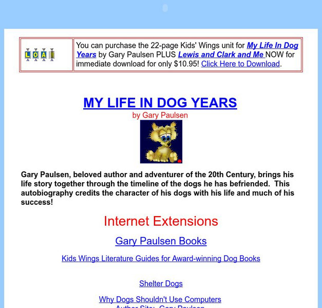 Texas Bluebonnet Books: "My Life in Dog Years" Activity Texas Bluebonnet Books: "My Life in Dog Years" Activity