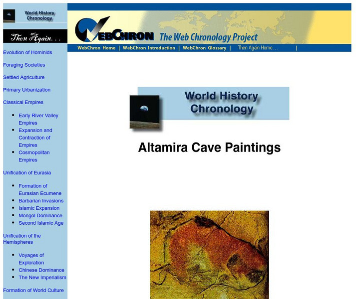 Then Again: Web Chron: World History Chronology: Altamira Cave Paintings Handout Then Again: Web Chron: World History Chronology: Altamira Cave Paintings Handout