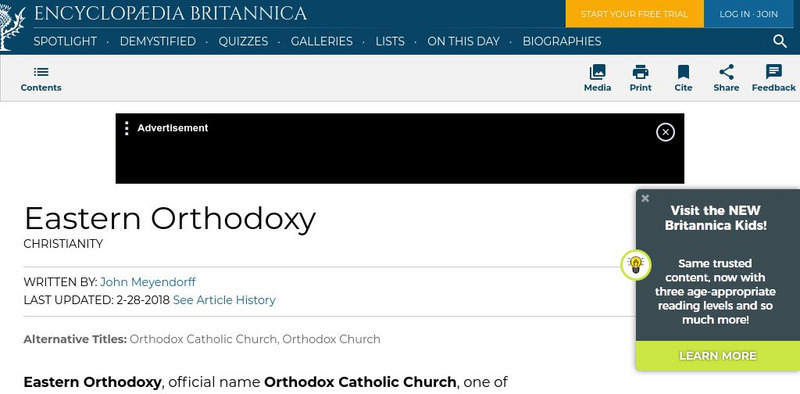 Encyclopedia Britannica: Eastern Orthodoxy Handout Encyclopedia Britannica: Eastern Orthodoxy Handout