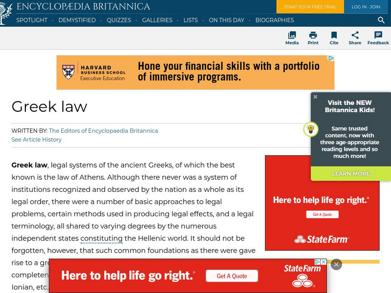 Encyclopedia Britannica: Greek Law Handout Encyclopedia Britannica: Greek Law Handout