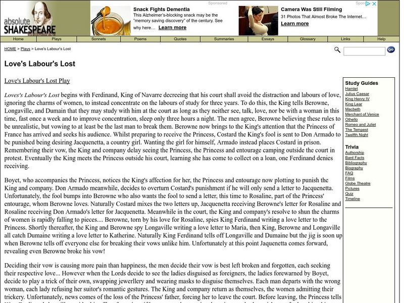 Absolute Shakespeare: "Love's Labour's Lost" Handout