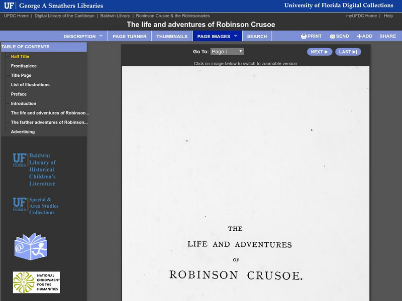 Baldwin Library: The Life and Adventures of Robinson Crusoe by Daniel Defoe Primary Baldwin Library: The Life and Adventures of Robinson Crusoe by Daniel Defoe Primary