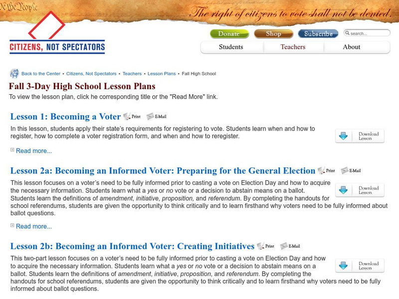 Center for Civic Education: Fall 3 Day Lesson Plans on Voting Lesson Plan Center for Civic Education: Fall 3 Day Lesson Plans on Voting Lesson Plan