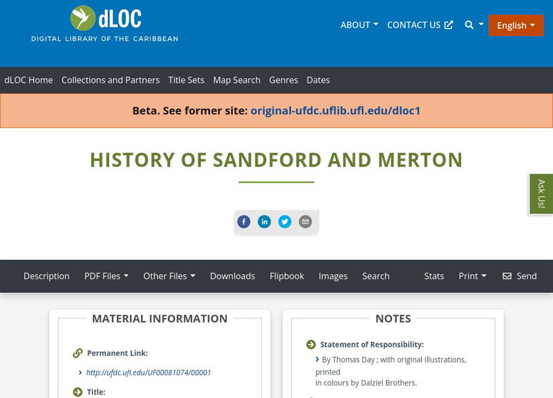 Baldwin Library: The History of Sandford and Merton by Thomas Day Primary Baldwin Library: The History of Sandford and Merton by Thomas Day Primary