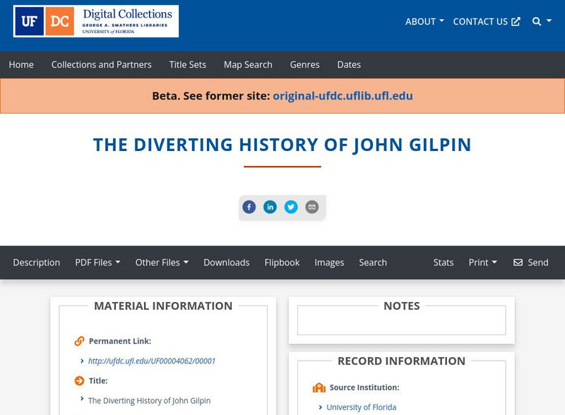 Baldwin Library: The Diverting History of John Gilpin by William Cowper Primary Baldwin Library: The Diverting History of John Gilpin by William Cowper Primary