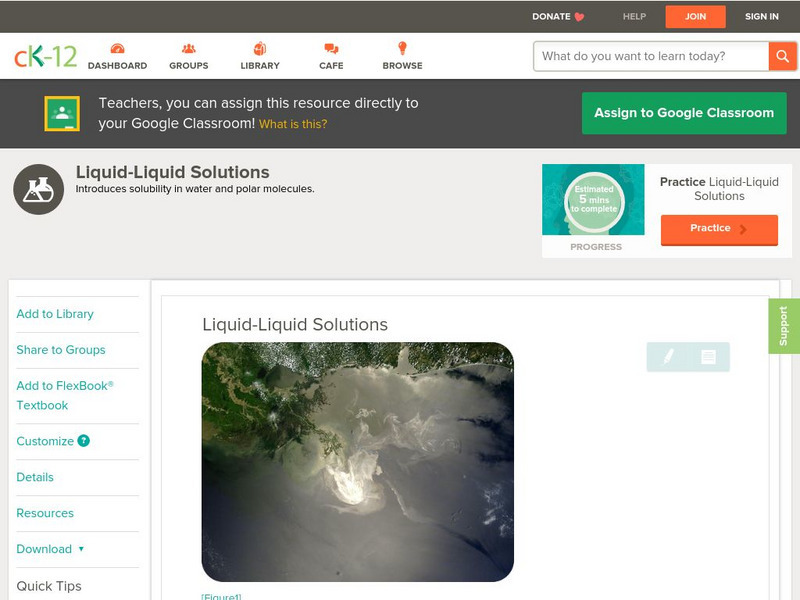 Ck 12: Chemistry: Liquid Liquid Solutions Unit Plan Ck 12: Chemistry: Liquid Liquid Solutions Unit Plan