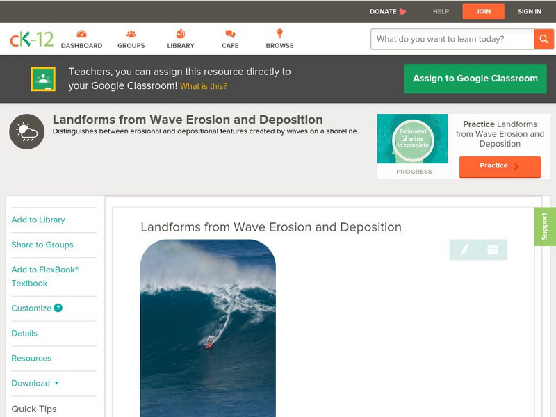 Ck 12: Earth Science: Landforms From Wave Erosion and Deposition Unit Plan Ck 12: Earth Science: Landforms From Wave Erosion and Deposition Unit Plan