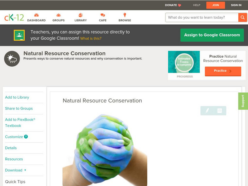 Ck 12: Earth Science: Natural Resource Conservation Unit Plan Ck 12: Earth Science: Natural Resource Conservation Unit Plan