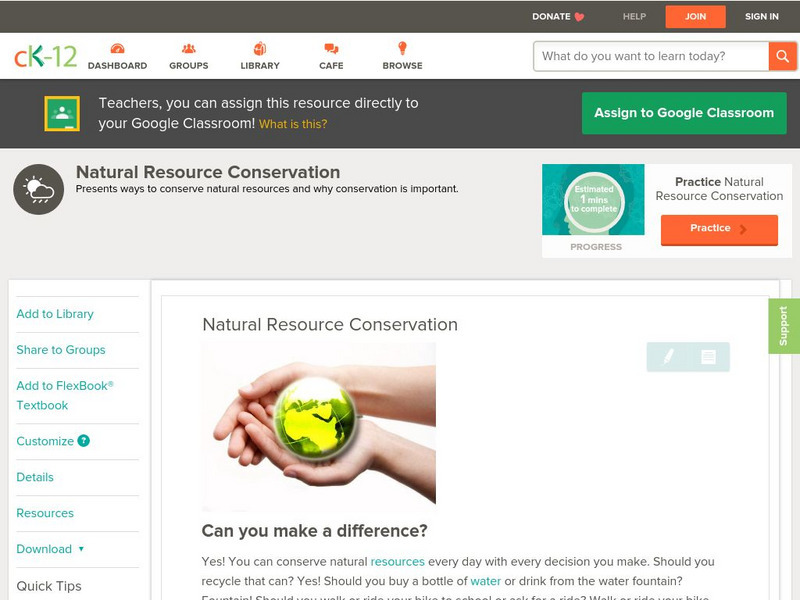 Ck 12: Earth Science: Natural Resource Conservation Unit Plan Ck 12: Earth Science: Natural Resource Conservation Unit Plan
