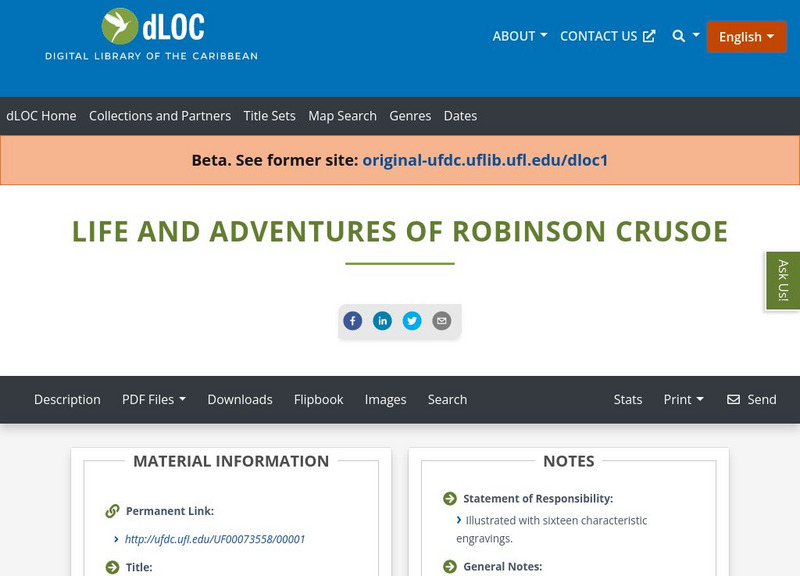 Baldwin Library: The Life and Adventures of Robinson Crusoe by Daniel Defoe Primary Baldwin Library: The Life and Adventures of Robinson Crusoe by Daniel Defoe Primary