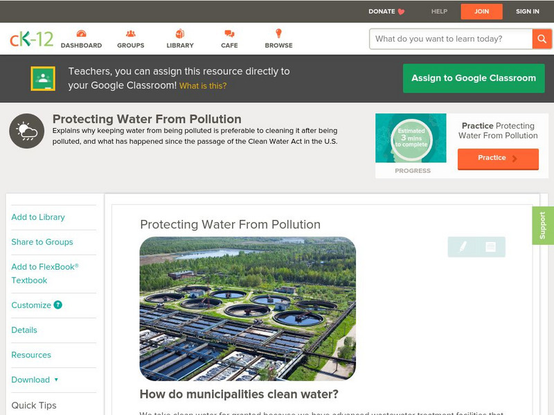 Ck 12: Earth Science: Protecting Water From Pollution Unit Plan Ck 12: Earth Science: Protecting Water From Pollution Unit Plan