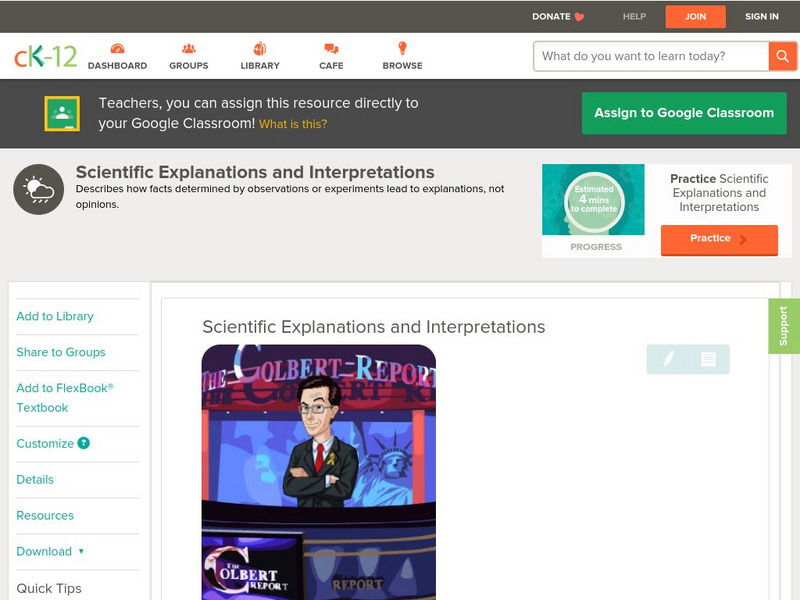 Ck 12: Earth Science : Scientific Explanations and Interpretations Unit Plan Ck 12: Earth Science : Scientific Explanations and Interpretations Unit Plan