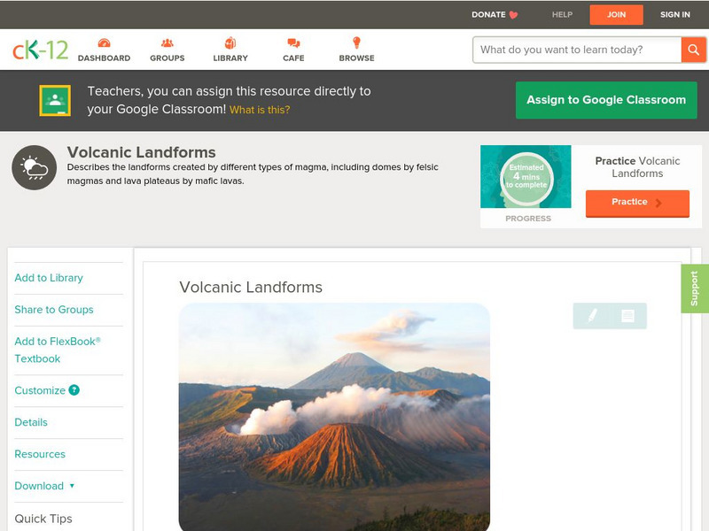 Ck 12: Earth Science: Volcanic Landforms Unit Plan Ck 12: Earth Science: Volcanic Landforms Unit Plan