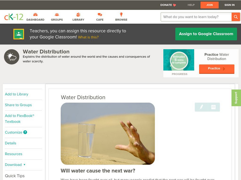 Ck 12: Earth Science: Water Distribution Unit Plan Ck 12: Earth Science: Water Distribution Unit Plan