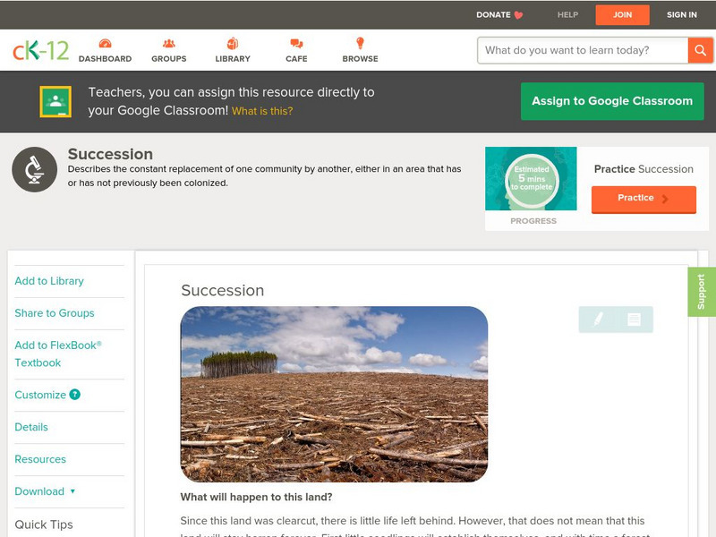 Ck 12: Life Science: Succession Unit Plan