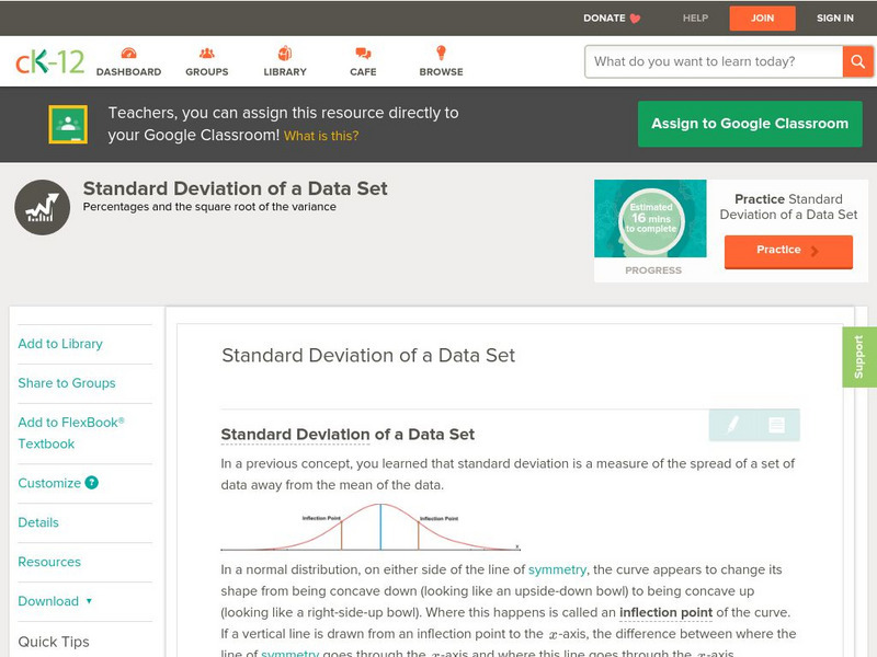 Ck 12: Statistics: Standard Deviation of a Data Set Unit Plan Ck 12: Statistics: Standard Deviation of a Data Set Unit Plan