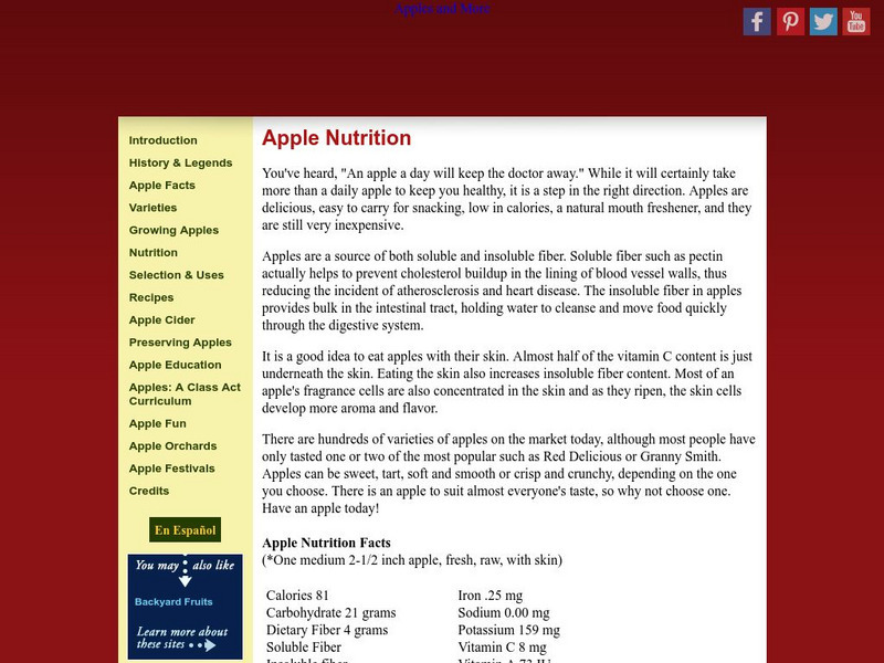 University of Illinois Extension: Apples & More, Nutrition Handout University of Illinois Extension: Apples & More, Nutrition Handout