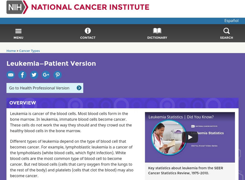 National Cancer Institute: Leukemia Handout National Cancer Institute: Leukemia Handout