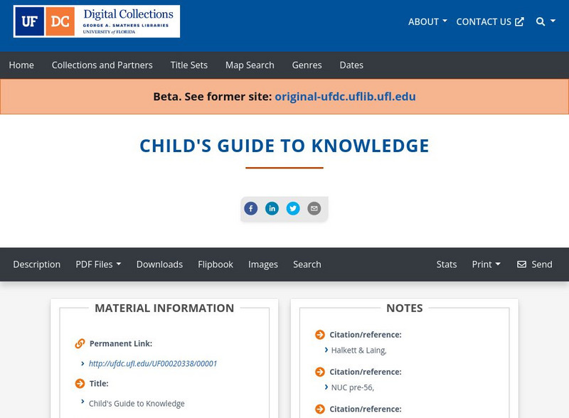 Baldwin Library: The Child's Guide to Knowledge Primary Baldwin Library: The Child's Guide to Knowledge Primary