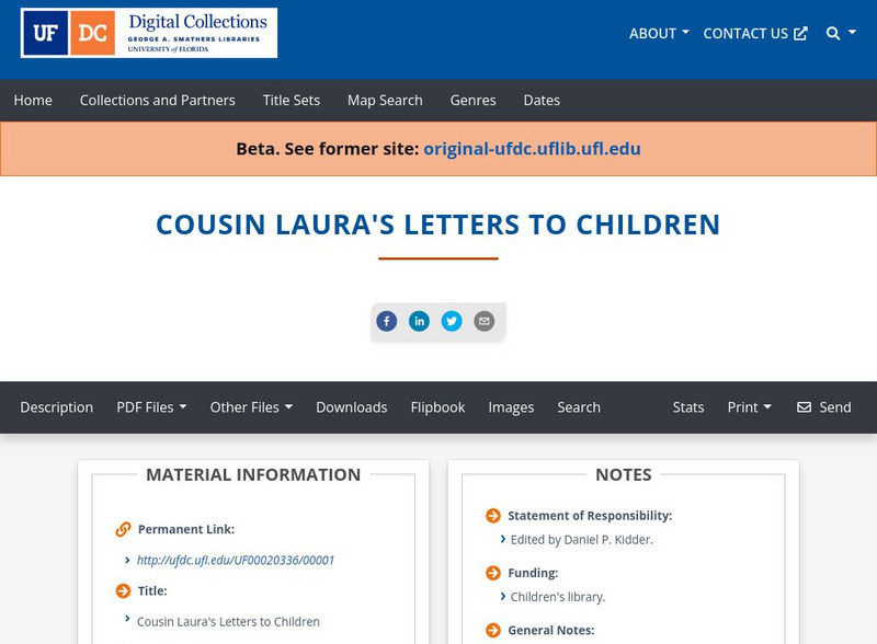 Baldwin Library: Cousin Laura's Letters to Children Primary Baldwin Library: Cousin Laura's Letters to Children Primary