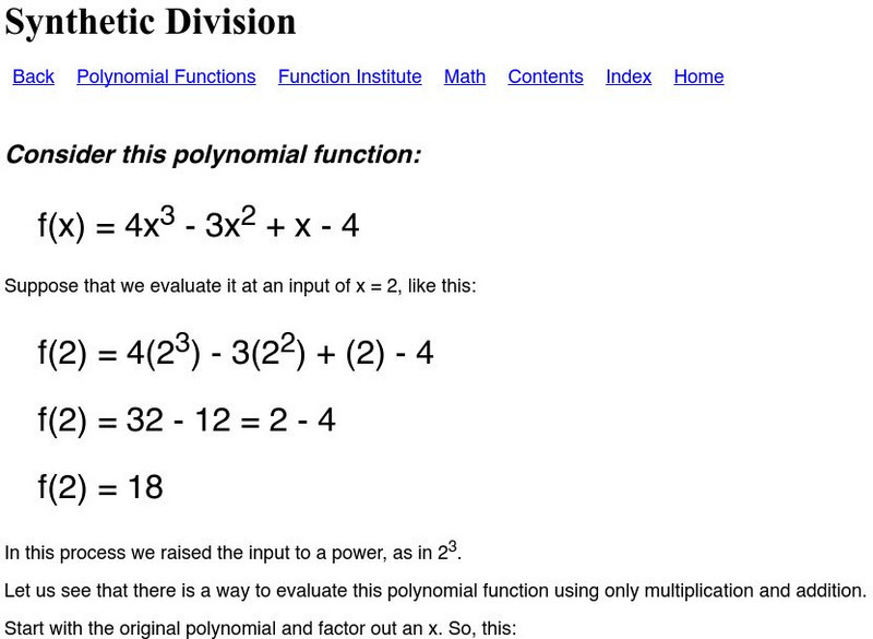 Synthetic Division Handout Synthetic Division Handout