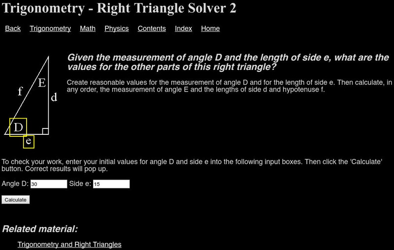 Zona Land: Right Triangle Solver 2 Interactive Zona Land: Right Triangle Solver 2 Interactive