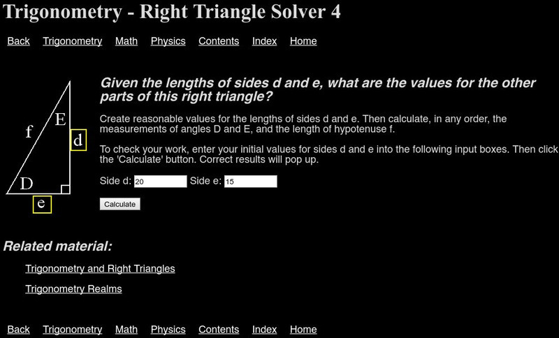 Zona Land: Right Triangle Solver 4 Interactive Zona Land: Right Triangle Solver 4 Interactive