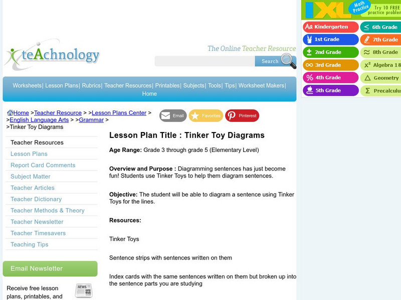 Teachnology: Lesson Plan: Tinker Toy Diagrams Lesson Plan Teachnology: Lesson Plan: Tinker Toy Diagrams Lesson Plan